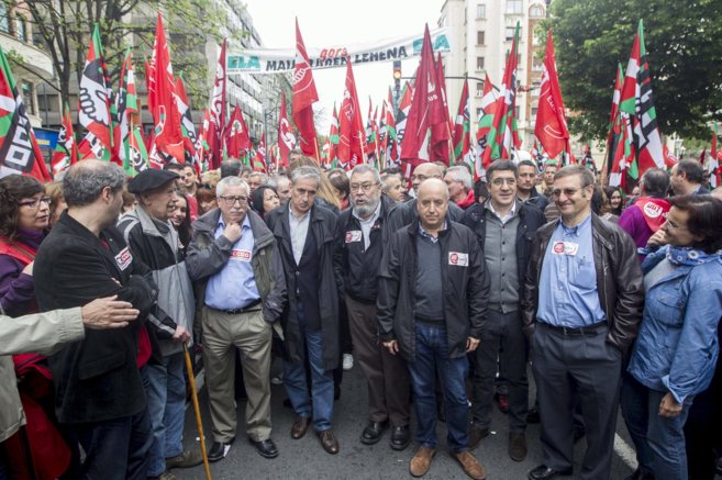 Cabecera de la manifestacin celebrada ayer en Bilbao.