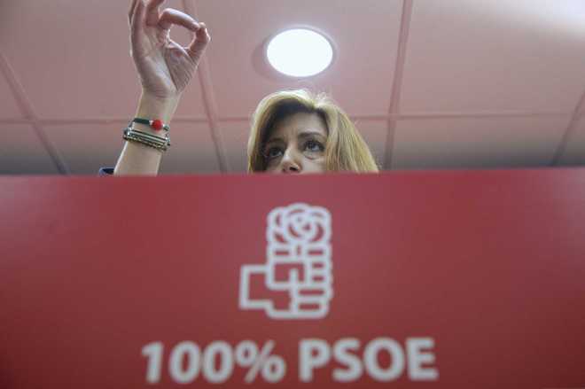 La candidata a la Secretaría General del PSOE, Susana Díaz, en el...