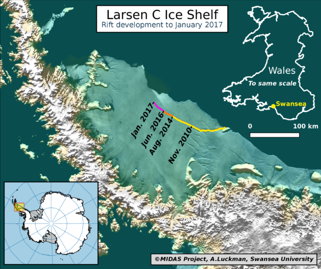 Se desprende de la Antártida un gigantesco iceberg