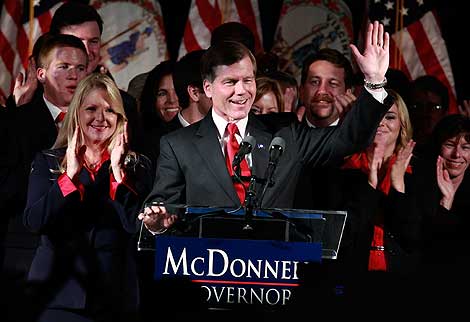 Bob McDonnell, ganador en Virginia tras 8 aos de sequa republicana. | Afp