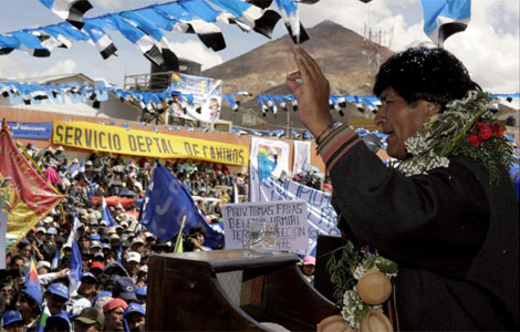 El presidente Morales en un mitin de campaa en Potos. | Reuters