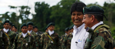 Morales en las instalaciones militares de Chimoré, donde hizo las declaraciones. | Reuters