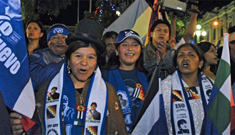 Bolivianos a favor de Evo Morales salen a festejar.| AFP