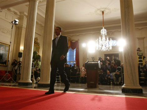Obama concluyó el discurso sin responder a preguntas de los periodistas. | Reuters