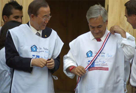 Sebastin Piera (D) junto al secretario de la ONU, Ban-Ki moon. | AP