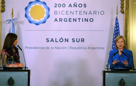 Clinton habla junto a Fernndez en su visita a Argentina. | AFP