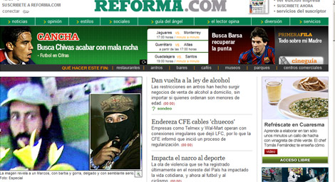 Portada de la edicin 'on line' de 'Reforma'.