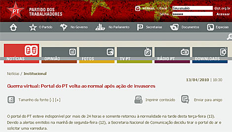Sitio web del Partido de los Trabajadores. | ELMUNDO.es