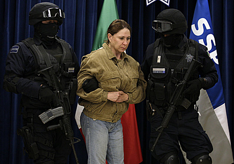 La Güera', durante el anuncio de su detención. 