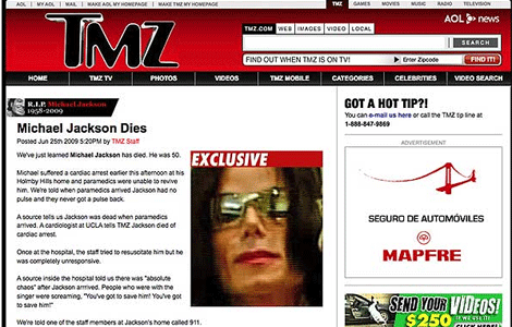 As cont TMZ.com la muerte de Michael Jackson.