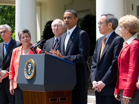El presidente Barack Obama en Washington habla sobre el derrame. | AFP