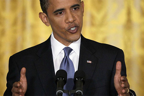 Obama durante la rueda de prensa. | AP