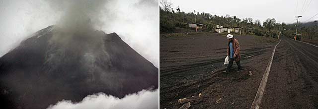 El volcn Tungurahua de Ecuador (i). La ceniza del Pacaya afecta a la poblacin en Guatemala.