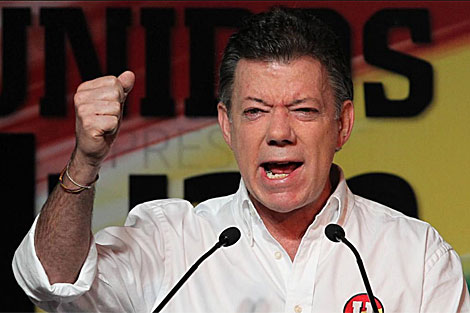 Juan Manuel Santos agradece su triunfo a sus seguidores en Bogot. | AP
