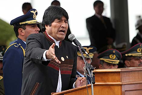 El presidente de Bolivia, Evo Morales, durante un acto militar en La Paz. Efe