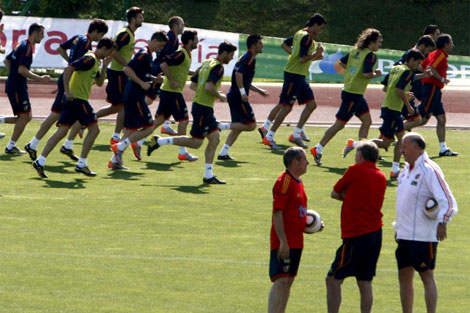 Sesión de entrenamiento de la selección española en Madrid. | Efe