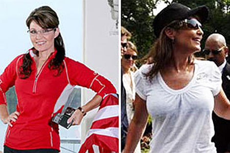 A la izquierda, imagen de noviembre. A la derecha, Palin el pasado fin de semana.