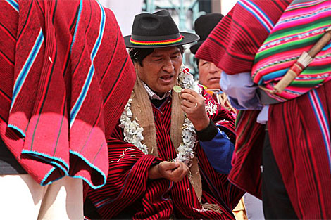 Morales en los actos previos a la conmemoracin del "Ao Nuevo Aimara". | Efe