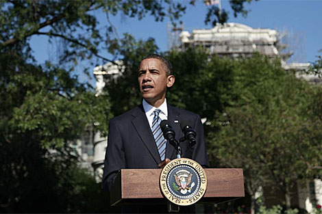 Obama se pronuncia sobre la reforma financiera en los jardines de la Casa Blanca. | Ap