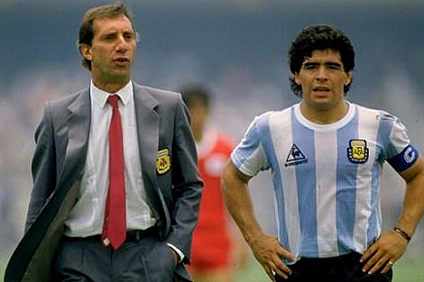 Bilardo y Maradona, en el Mundial de Mxico en 1986.