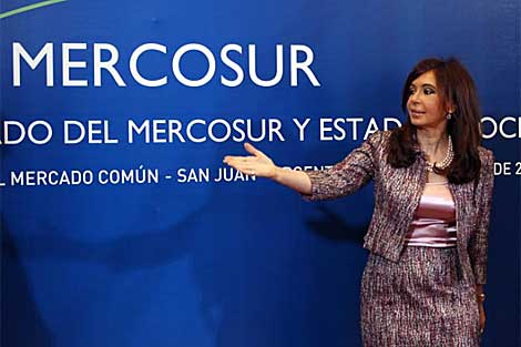 Cristina Kirchner en la cumbre del Mercosur. | AP