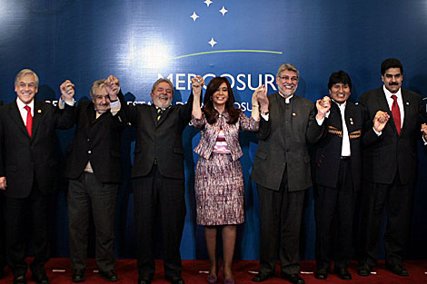 Piera, Mujica, Lula Da Silva, Fernndez, Lugo, Morales y Maduro. | Efe
