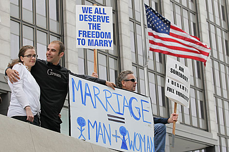 Manifestantes en contra del matrimonio homosexual. | AFP