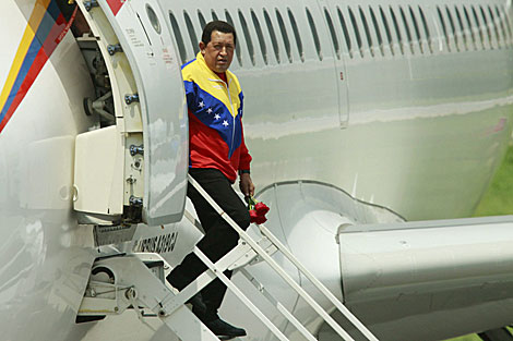 El presidente Chvez a su llegada al aeropuerto de Santa Marta. | Efe