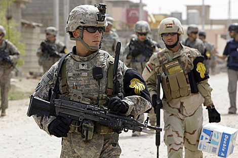 Un soldado del primer batalln de la 30va Infantera en Irak. | AFP