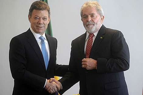 Juan Manuel Santos y Luis Inacio Lula da Silva. | Efe