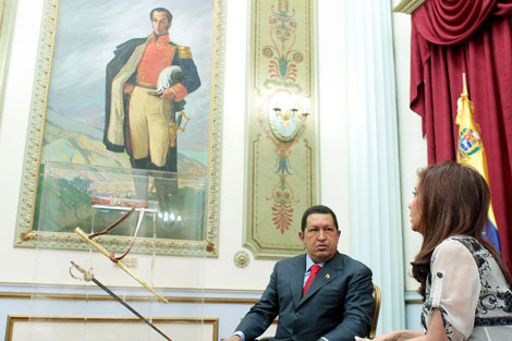 Cristina Kirchner y Hugo Chvez durante un encuentro en el Palacio de Miraflores. | AFP