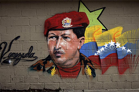 Grafitti de Hugo Chvez en una calle de Caracas. | AP