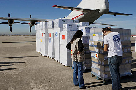 La AECID envi este martes 14 toneladas de medicamentos a Hait. | Efe