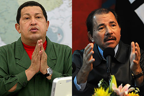 Hugo Chvez, presidente de Venezuela, y Daniel Ortega, presidente de Nicaragua.