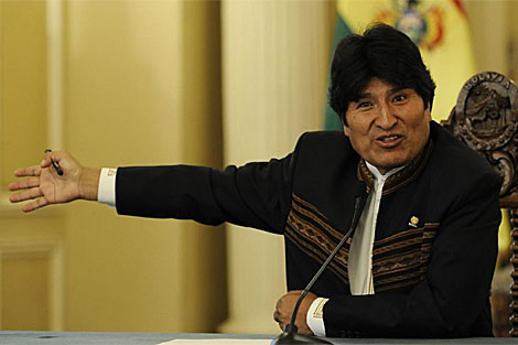 El presidente Evo Morales durante la rueda de prensa de este jueves. | AFP