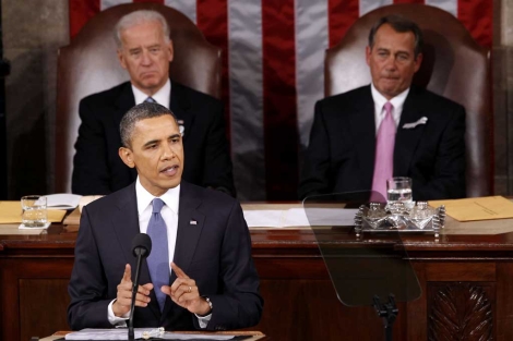 Obama durante el discurso del Estado de la Unin en Capitol Hill. | Reuters
