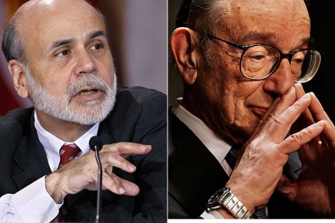 Ben Bernanke y Alan Greenspan.