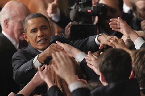 Barack Obama tras el discurso sobre el Estado de la Unin. | AFP