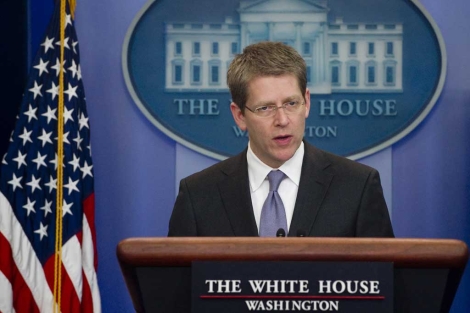 El portavoz de la Casa Blanca, Jay Carney, anuncia sanciones contra Libia. | AFP