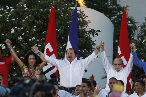 Daniel Ortega celebra que ser el prximo candidato. I Reuters