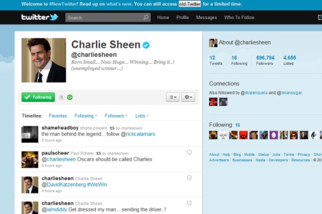 El Twitter de Charlie Sheen.