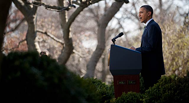 El presidente de EEUU, Barack Obama, realiza una declaracin en la Casa Blanca. | AFP