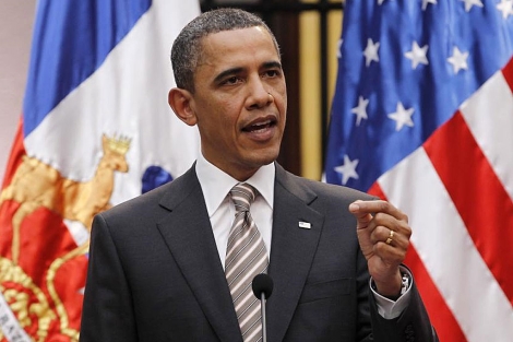 Barack Obama habla en la Casa de la Moneda en Santiago de Chile. | Reuters