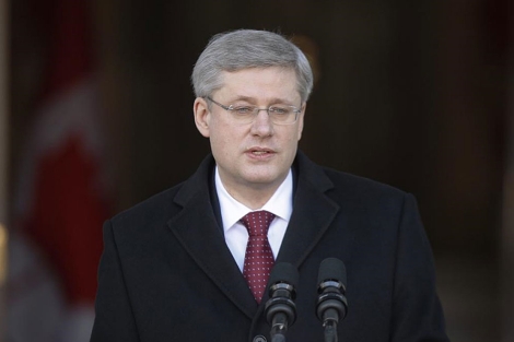 El primer ministro, Stephen Harper, este sbado al anunciar la fecha de las elecciones. | AP