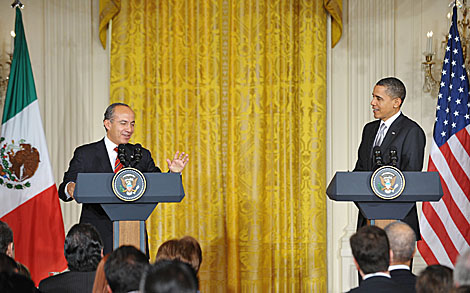 Felipe Caldern y Barak Obama en su ltimo encuentro, el pasado mes de mayo. | Reuters