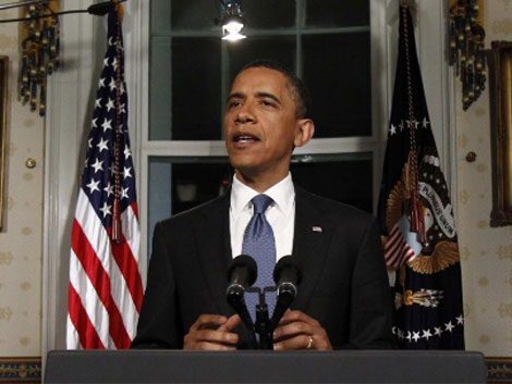 Obama, en su comparecencia tras alcanzarse el crucial pacto presupuestario. | AP