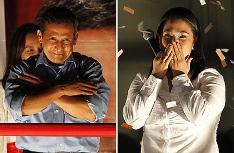 Los candidatos presidenciales Ollanta Humala y Keiko Fujimori.
