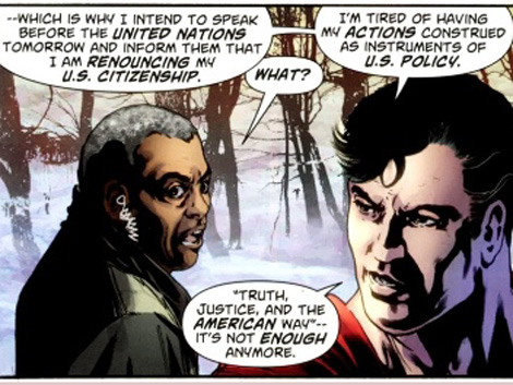 Vieta del Action Comics 900 en la que Superman 'renuncia' a su nacionalidad. | DC Cmics