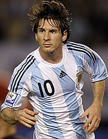 Messi durante un partido con Argentina.