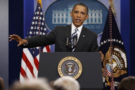 Obama en la rueda de prensa de este viernes sobre la deuda. | Reuters